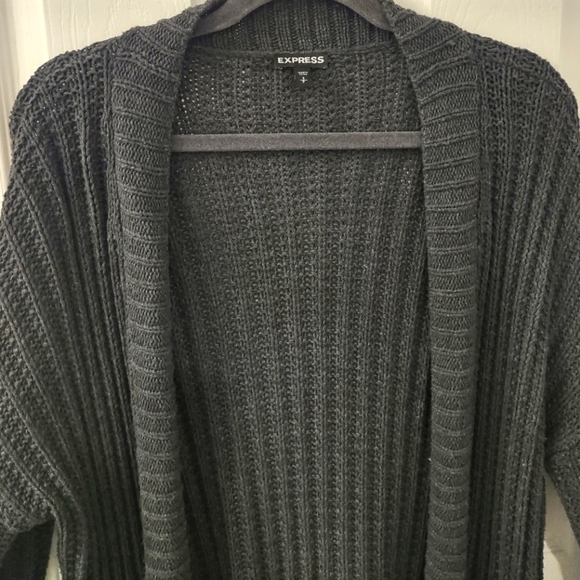 Express Forest Green Oversized Knit Cardigan Sweater Size S - Picture 2 of 6